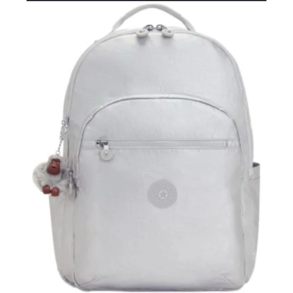 Kipling Seoul Small Tablet Backpack. NWT Silver Metallic